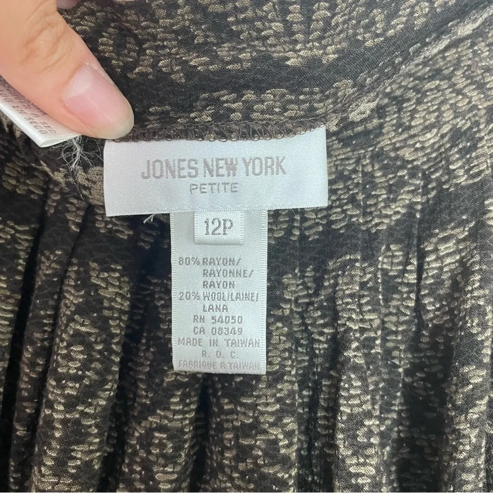 [Jones New York] Vintage 100% Rayon Brown Printed Maxi Wrap Skirt